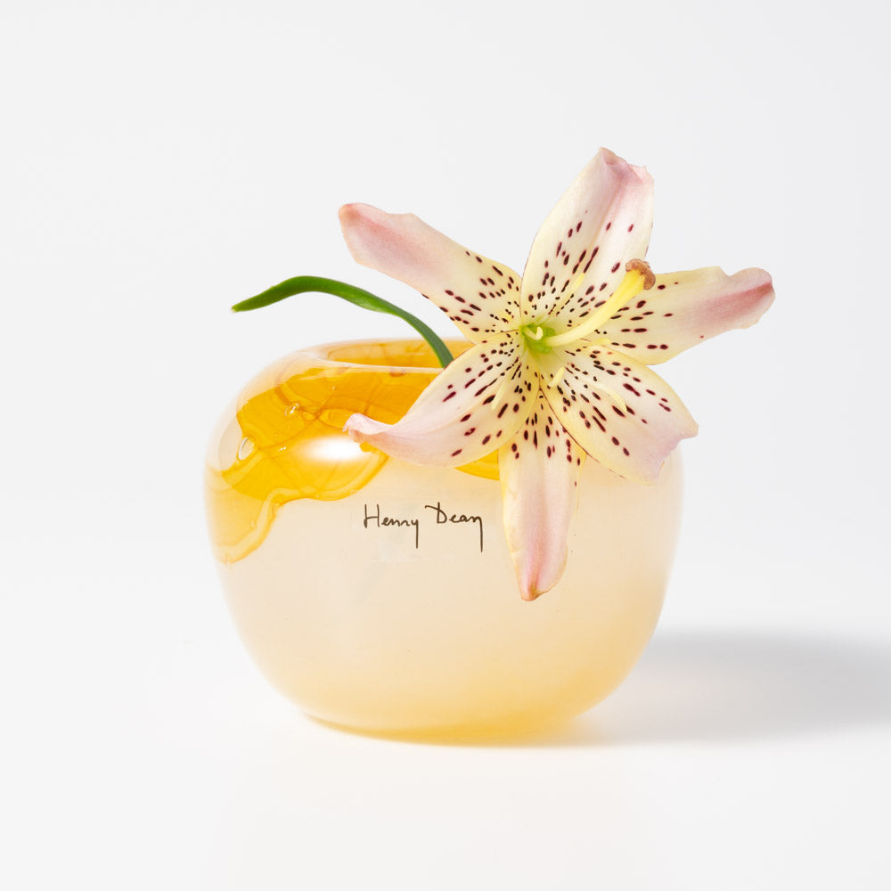 レア珍品！不思議で素敵な気泡ガラス★ペン立鉛筆立て 花瓶 泡ガラス★アンテルカレール技法★文房具 ガラス工芸 花道　検）ドーム ガレ Drop S アクアレルアンバー